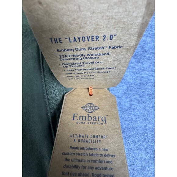 Roark Pants Mens Size 28 Olive Green Military Army Layover 2.0 Travel Commuter - Picture 15 of 16